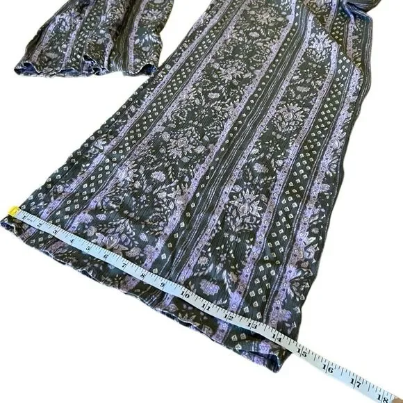 SO Smocked wide leg jumpsuit green purple floral juniors Size XL - Picture 14 of 16